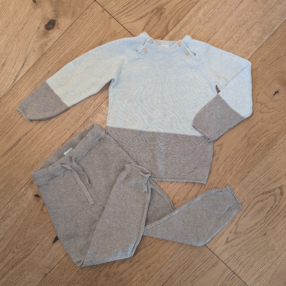 💜2 For 30💜 H&M Neutral Knit Set 3T | 100% Organic Cotton - Picture 1 of 7